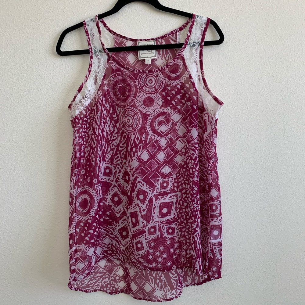 Sheer Printed Tank Top